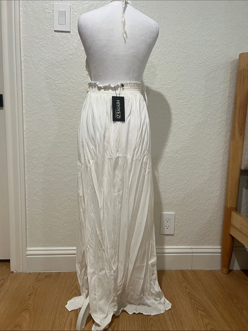 White Crochet Halter Maxi Dress - Picture 7 of 12